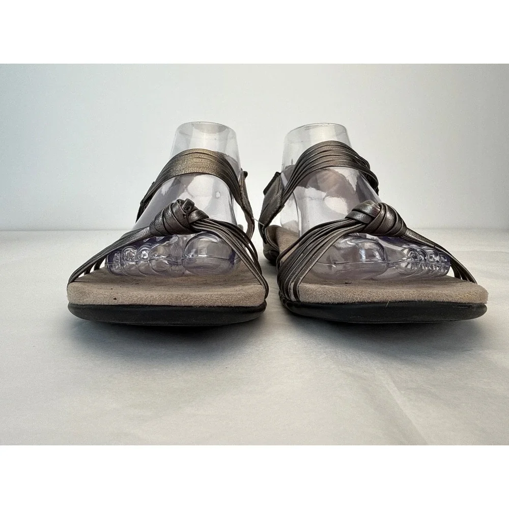 Vionic Strappy Sandals Womens 9 Pewter Metallic Orthotic Comfort Boho
